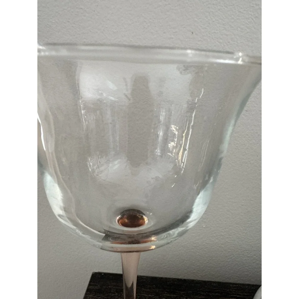 2 Cristal D'Arques Durand Luminarc AMERICANA Rose Pink Stem Clear Goblets TWO